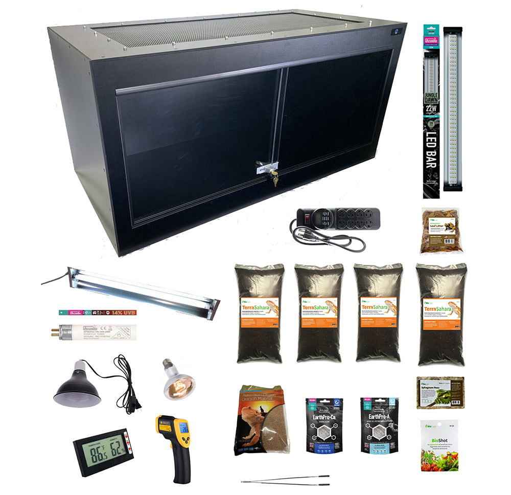 Complete Bearded Dragon Kit with Evolution 4 foot all PVC Enclosure - with arid bioactive  kit