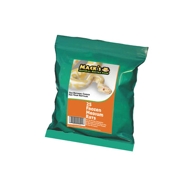 Mack's Natural Reptile Food offers these frozen medium rats in a bulk bag of 25 individually wrapped rats