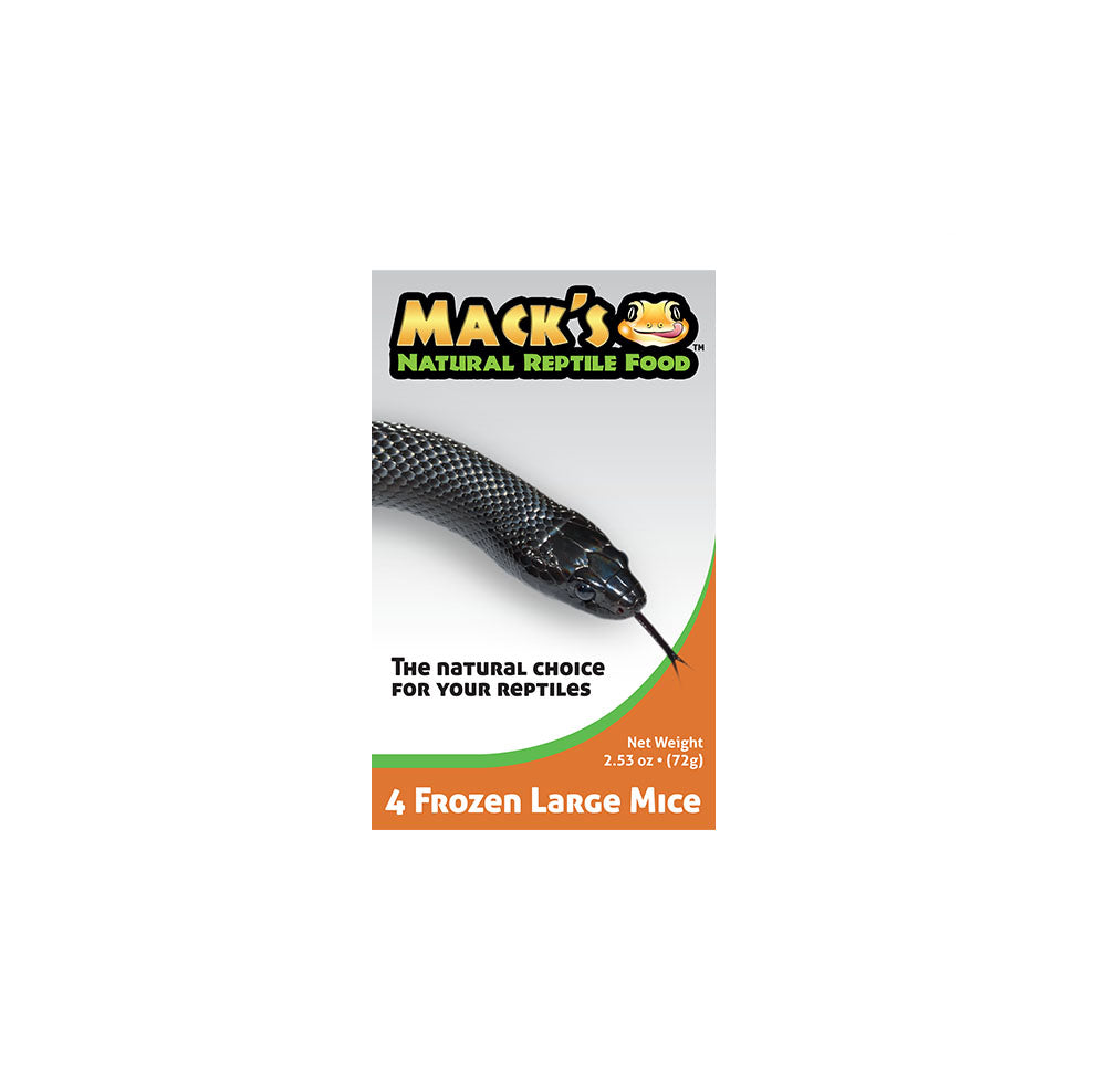 Mack's Natural Reptile Food offers these frozen large mice in a box of 4 and are all individually wrapped