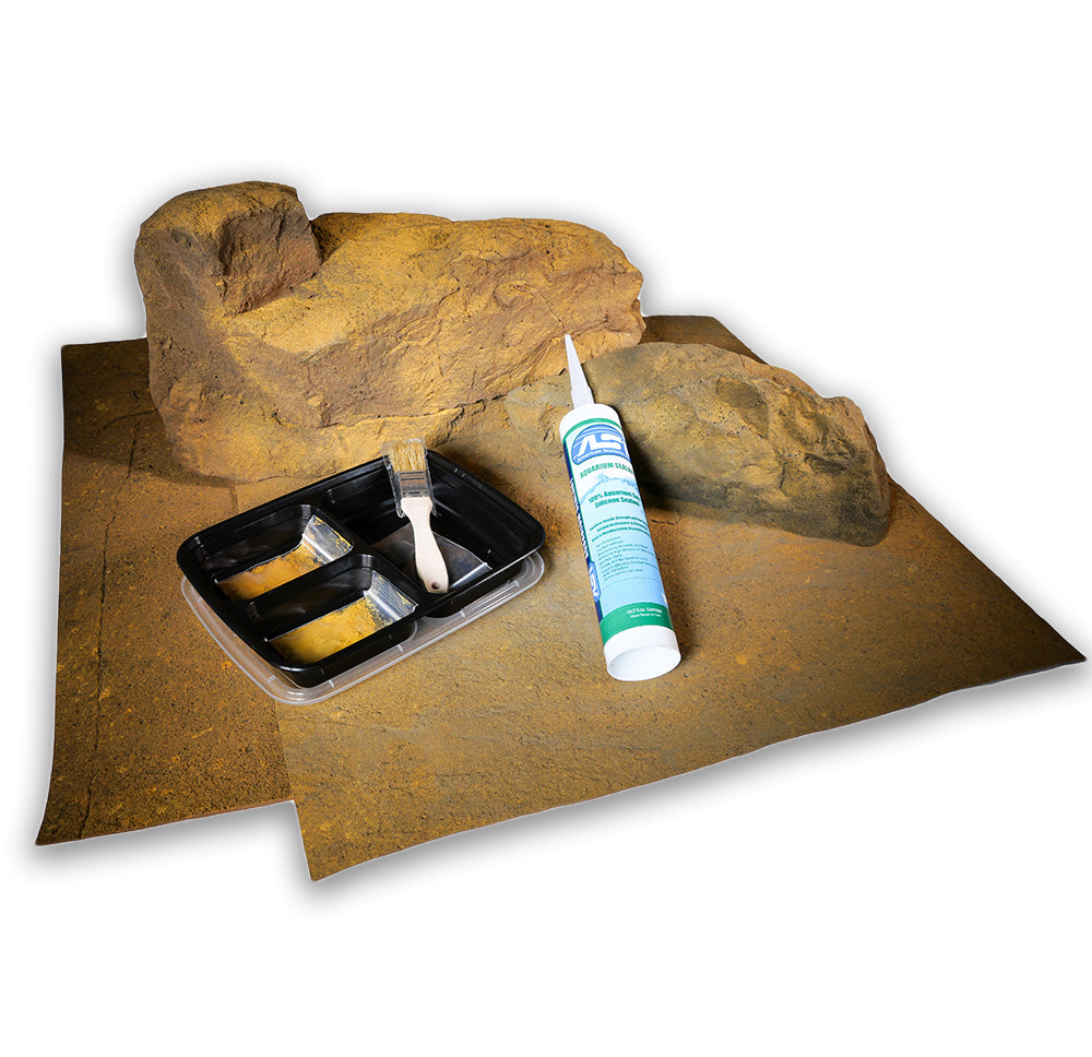 Silicon and touch up sand is included in the Three Dimensions 01 - 3 Sided Reptile Background Kit