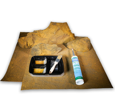 Silicon and touch up sand is included in the Three Dimensions 03- 3-Sided-Reptile-Background-Kit